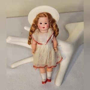Vintage Hard Plastic Italian Girl Doll Sleepy Eyed 6" Jointed Doll